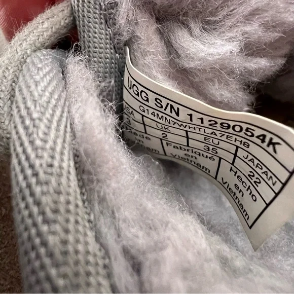 Ugg boots grey mini booties short style lace up laces ribbon 🎀 size 3 EUC gray - Picture 6 of 11